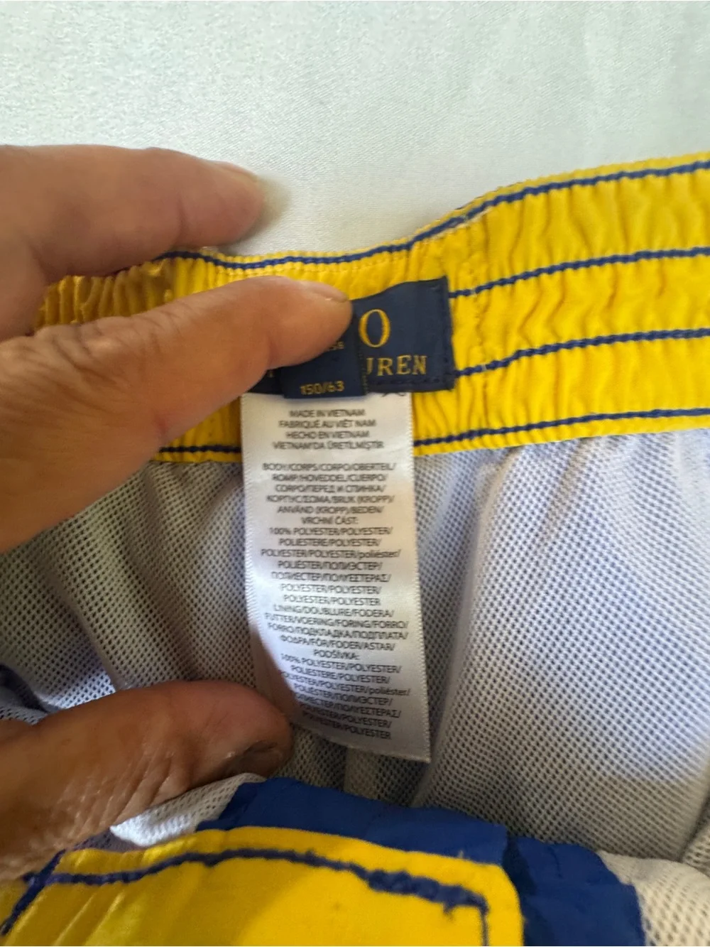 Polo by Ralph Lauren Boys Youth  Royal Blue Swim Trunks with Yellow Logo Size M